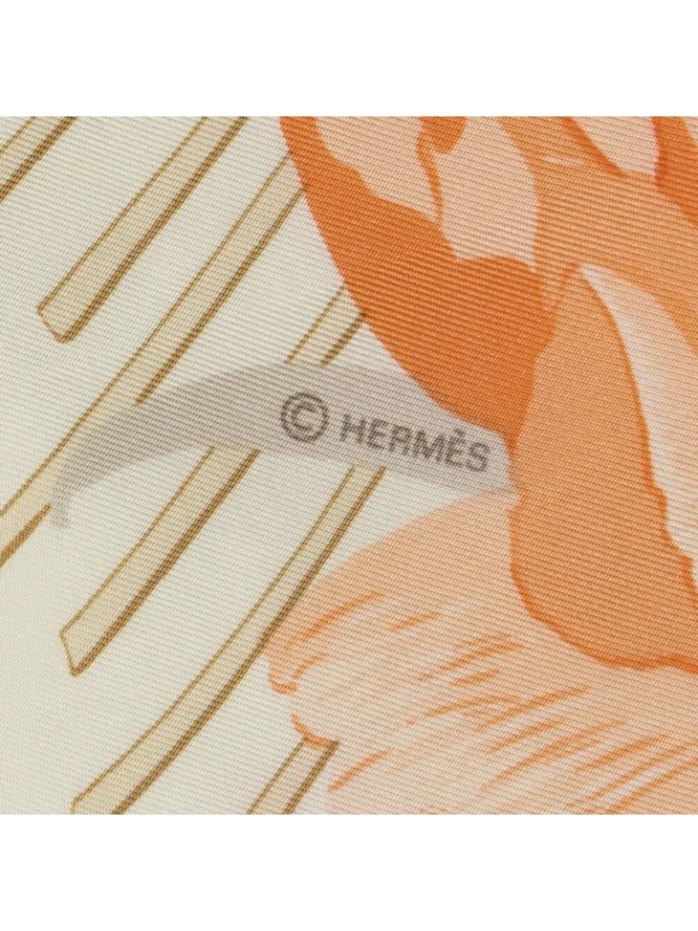 Hermes Scarf Orange Beige Silk